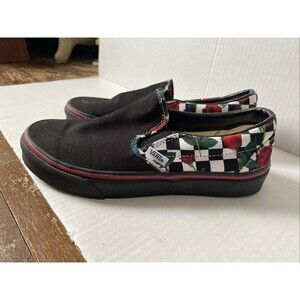 Vans Asher Womens Slip On Multi Checkerboard Black/Roses Skate Shoes Size 8